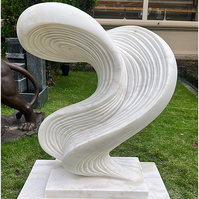 imagem do produto Escultura Ondas de Pedra M�rmore Branco 120cm - EMP738 Arte Decorativa Contempor�nea