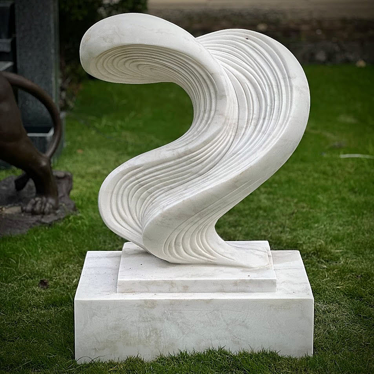 imagem do produto Escultura Ondas de Pedra M�rmore Branco 120cm - EMP738 Arte Decorativa Contempor�nea