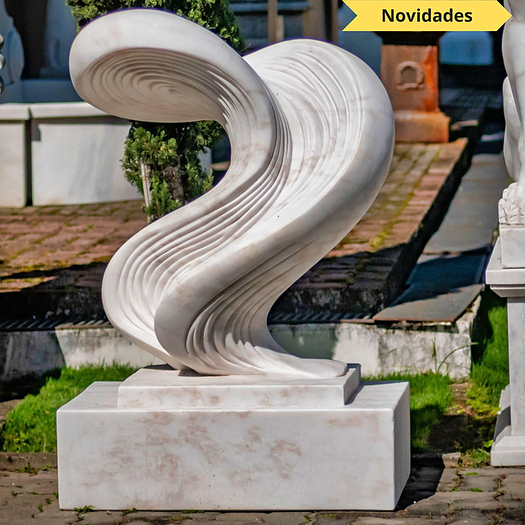 imagem do produto Escultura Ondas de Pedra M�rmore Branco 120cm - EMP738 Arte Decorativa Contempor�nea