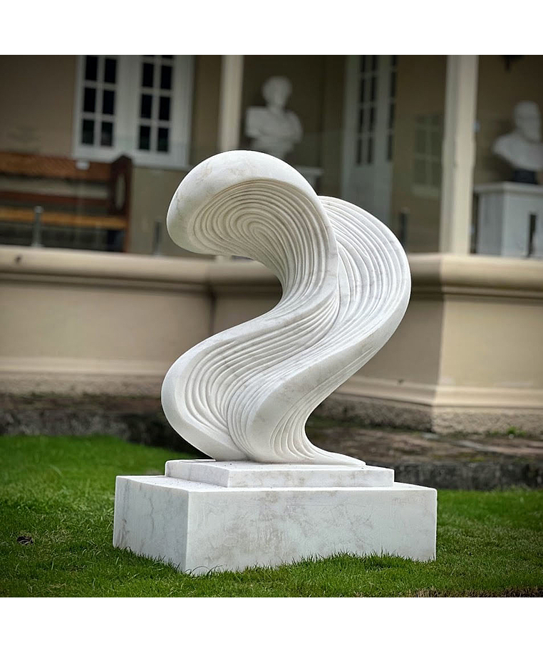 imagem do produto Escultura Ondas de Pedra M�rmore Branco 120cm - EMP738