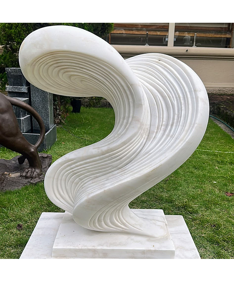 imagem do produto Escultura Ondas de Pedra M�rmore Branco 120cm - EMP738
