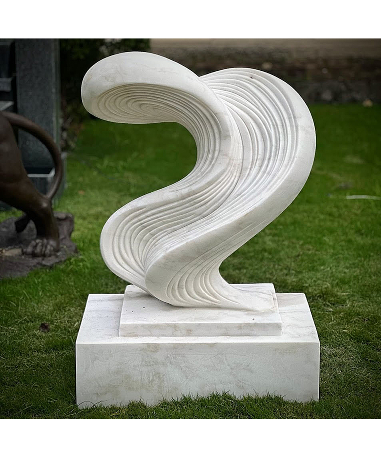 imagem do produto Escultura Ondas de Pedra M�rmore Branco 120cm - EMP738