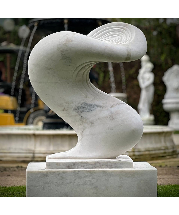 imagem do produto Escultura Ondas de Pedra M�rmore Branco 120cm - EMP738