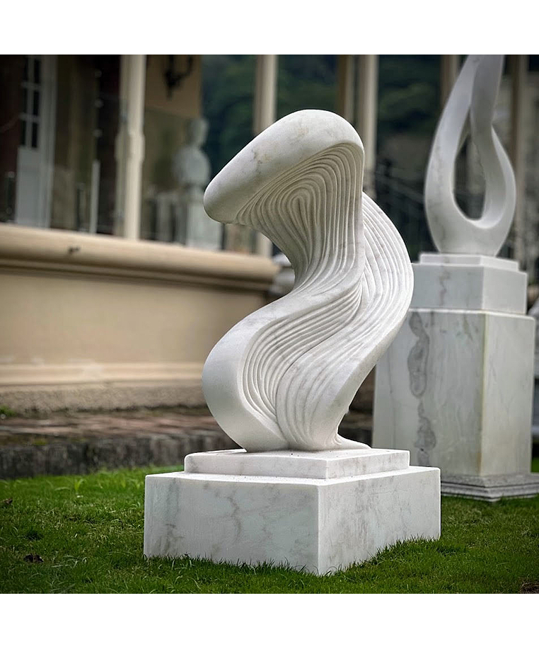 imagem do produto Escultura Ondas de Pedra M�rmore Branco 120cm - EMP738