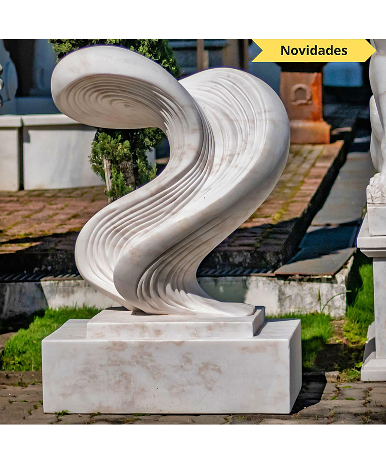 imagem do produto Escultura Ondas de Pedra M�rmore Branco 120cm - EMP738