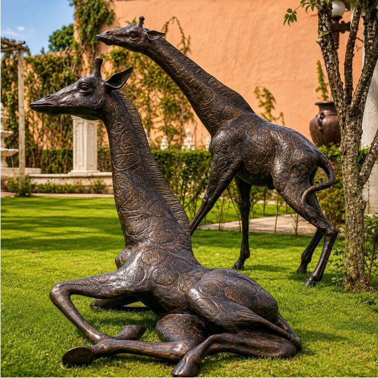imagem do produto Escultura Par de Girafas em Bronze 125cm EBZ533 Eleg�ncia e Harmonia