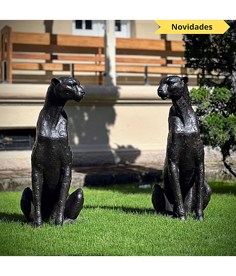 imagem de Escultura Par de Guepardos em Bronze 100cm - EBZ719