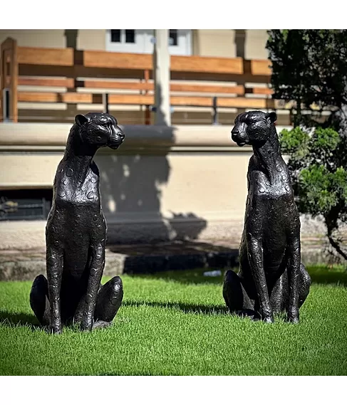 imagem de Escultura Par de Guepardos em Bronze 100cm - EBZ719