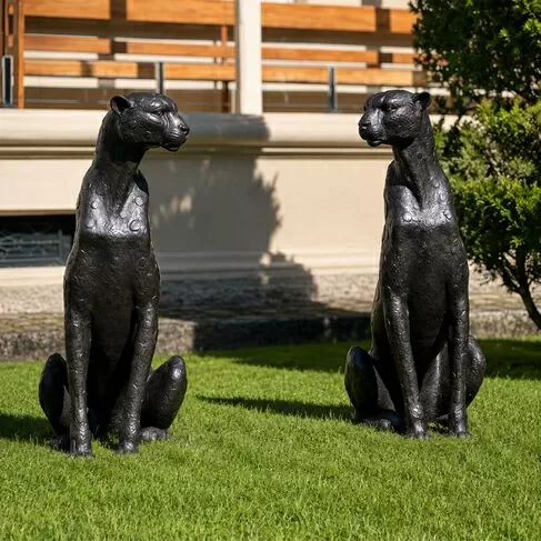 imagem de Escultura Par de Guepardos em Bronze 100cm - EBZ719 Paisagismo de Luxo