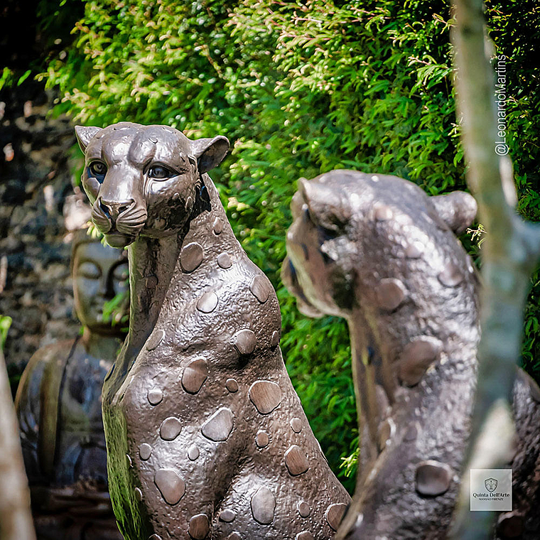imagem do produto Escultura Par de Guepardos em Bronze 100cm - EBZ719 Paisagismo de Luxo