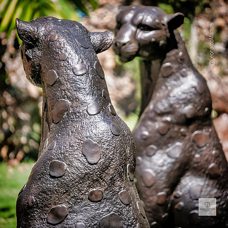 imagem do produto Escultura Par de Guepardos em Bronze 100cm - EBZ719 Paisagismo de Luxo