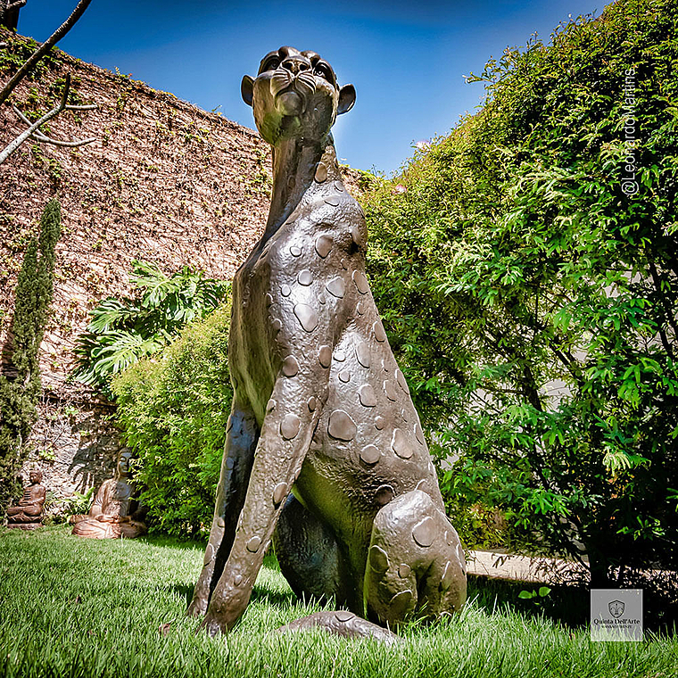 imagem do produto Escultura Par de Guepardos em Bronze 100cm - EBZ719 Paisagismo de Luxo