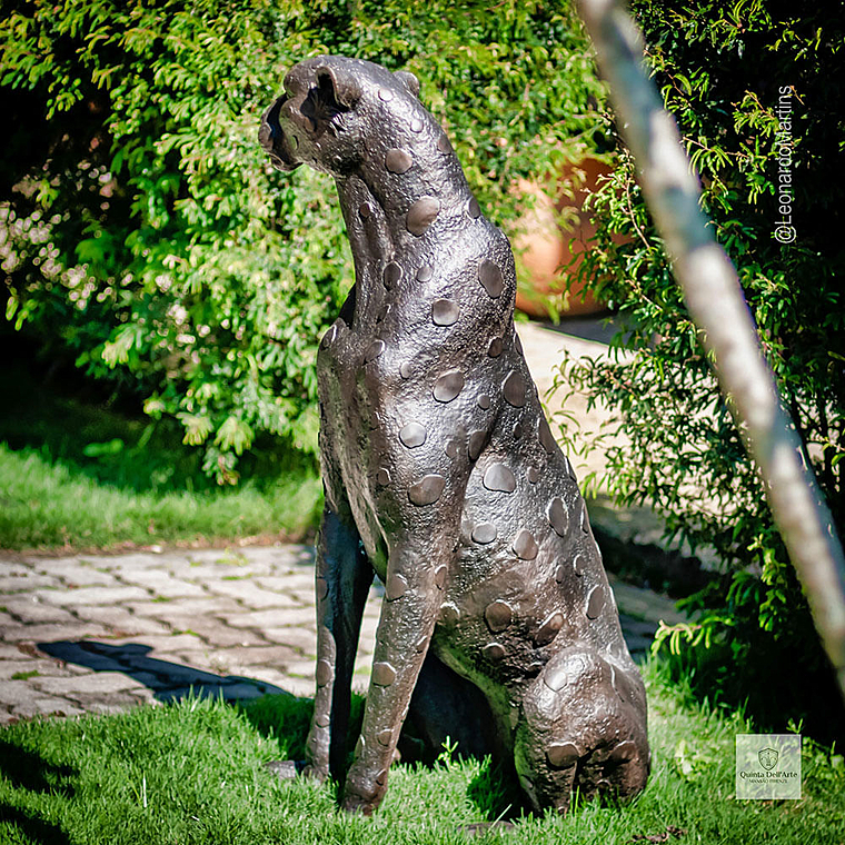 imagem do produto Escultura Par de Guepardos em Bronze 100cm - EBZ719 Paisagismo de Luxo