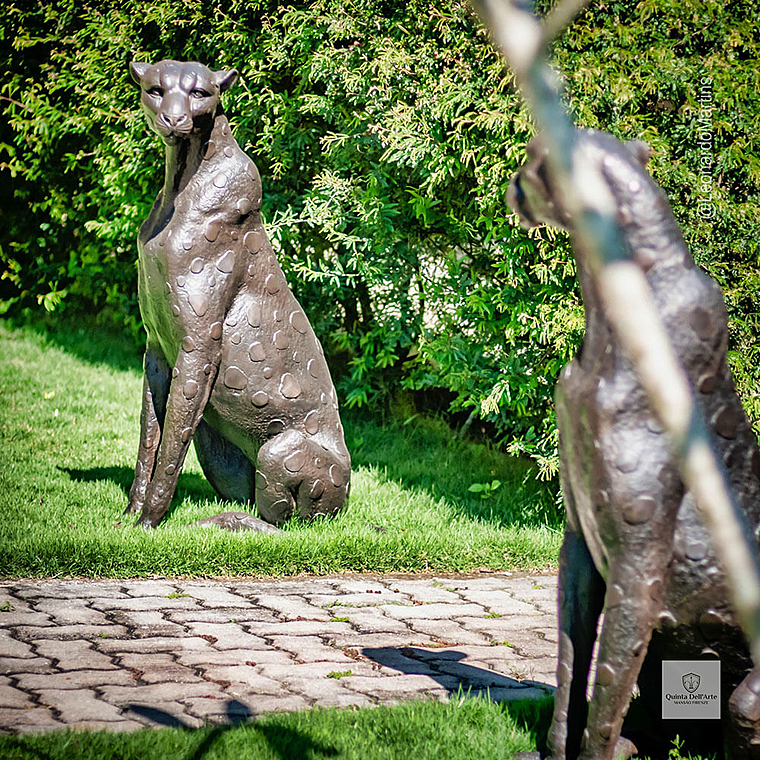 imagem do produto Escultura Par de Guepardos em Bronze 100cm - EBZ719 Paisagismo de Luxo