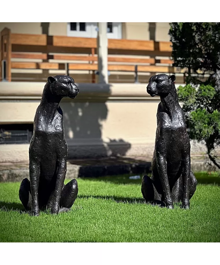 imagem do produto Escultura Par de Guepardos em Bronze 100cm - EBZ719 Paisagismo de Luxo