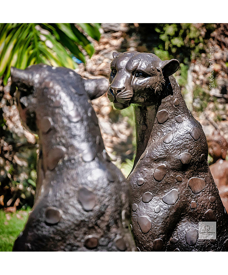 imagem do produto Escultura Par de Guepardos em Bronze 100cm - EBZ719
