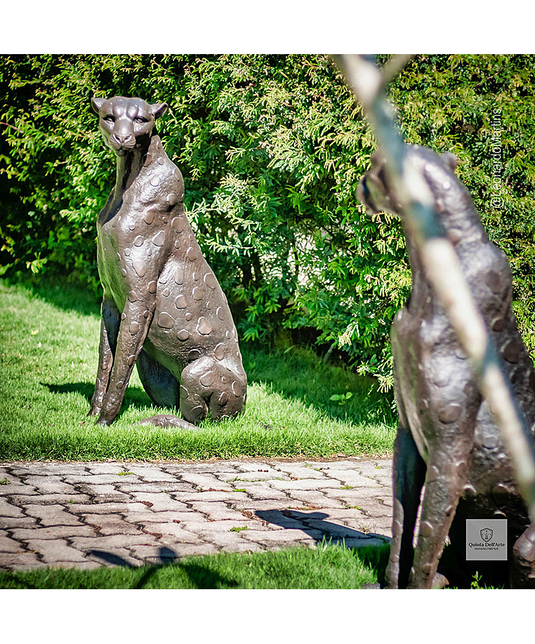 imagem do produto Escultura Par de Guepardos em Bronze 100cm - EBZ719