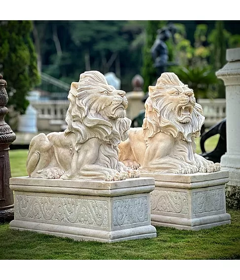 imagem de Escultura Par de Leão Deitado G 100cm - EMP377