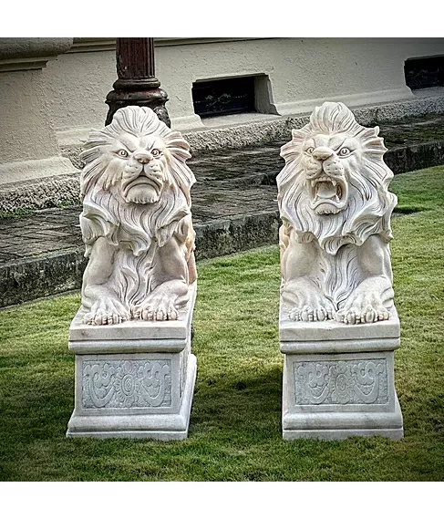 imagem de Escultura Par de Leão Deitado G 100cm - EMP377