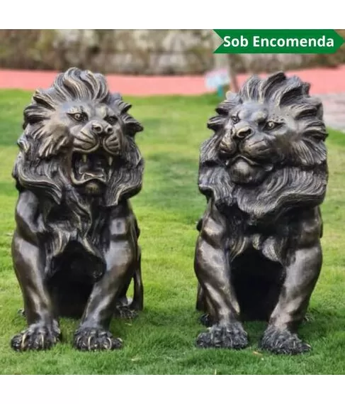 imagem de Escultura Par de Leão Sentado 80cm - EBZ525
