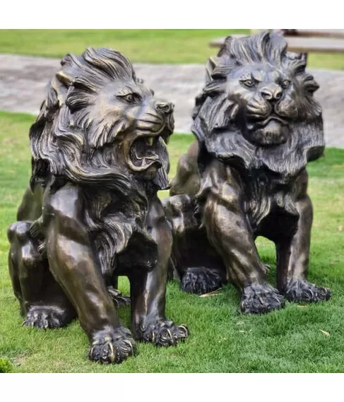 imagem de Escultura Par de Leão Sentado 80cm - EBZ525