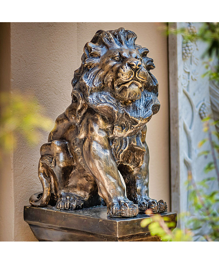 imagem do produto Escultura Par de Le�es com Base em Bronze 120cm - EBZ608 Presen�a Imponente