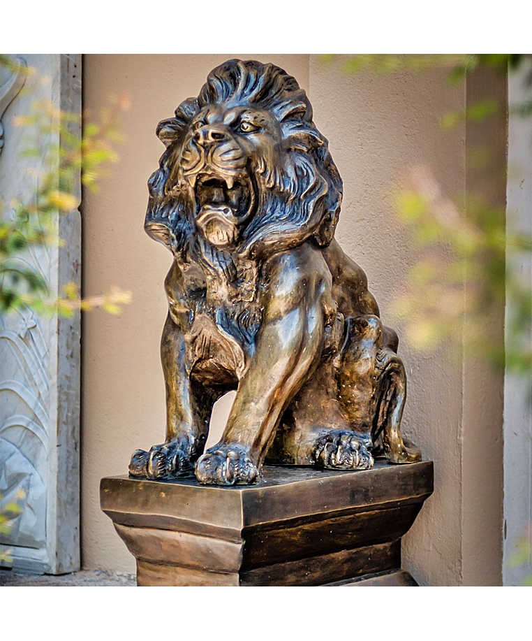 imagem do produto Escultura Par de Le�es com Base em Bronze 120cm - EBZ608 Presen�a Imponente