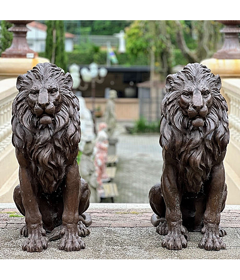 imagem de Escultura Par de Lees em Bronze 130cm - EBZ612