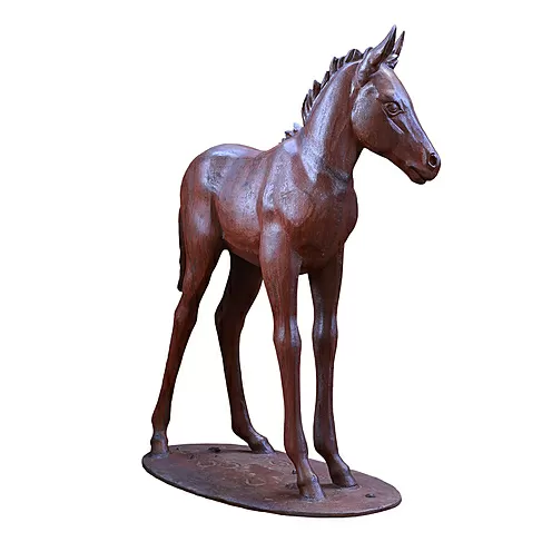 imagem de Escultura Potro em Ferro Fundido 121cm VRFF242 Movimento e Elegância