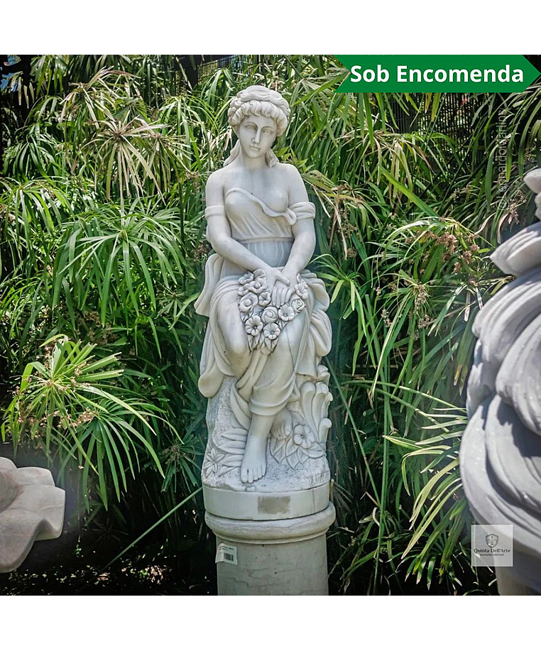 imagem do produto Escultura Primavera Sentada M�rmore Branco 140cm - EMP381