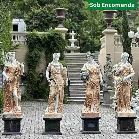 imagem de Escultura Quatro Estações do Ano em Mármore Rosa 160cm - EMP426