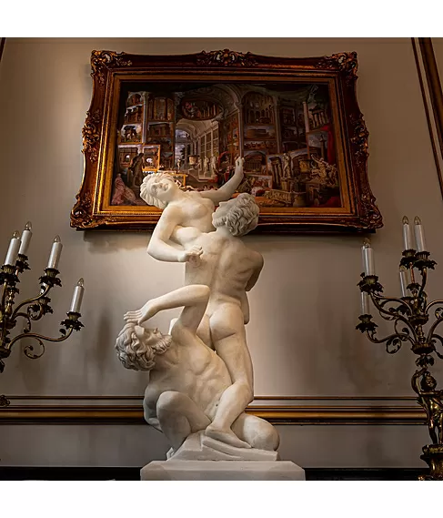 imagem de Escultura Rapto de Sabina em Mármore 120cm EMP486 Arte Clássica Monumental