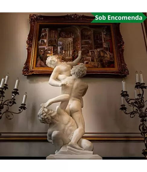 imagem de Escultura Rapto de Sabina em Mármore 120cm EMP486 Arte Clássica Monumental