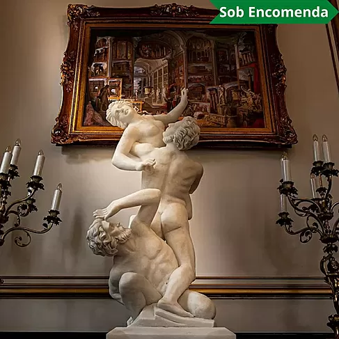 imagem de Escultura Rapto de Sabina em Mármore 120cm EMP486 Arte Clássica Monumental