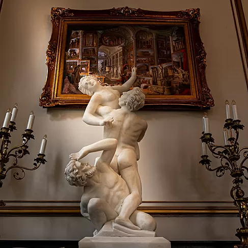 imagem de Escultura Rapto de Sabina em Mármore 120cm EMP486 Arte Clássica Monumental