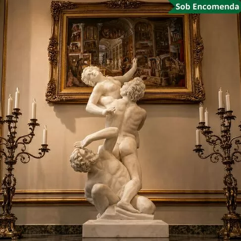 imagem de Escultura Rapto de Sabina em Mármore 120cm EMP486 Arte Clássica Monumental