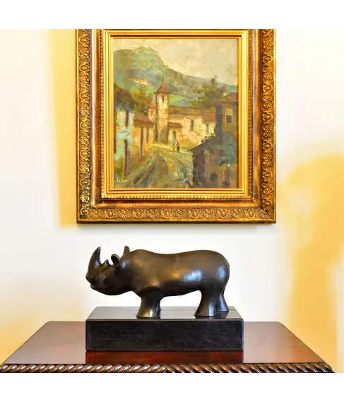 imagem de Escultura Rinoceronte de Bronze 45cm -  EBZ551
