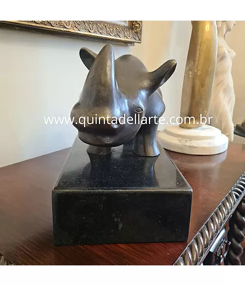 imagem de Escultura Rinoceronte de Bronze 45cm -  EBZ551