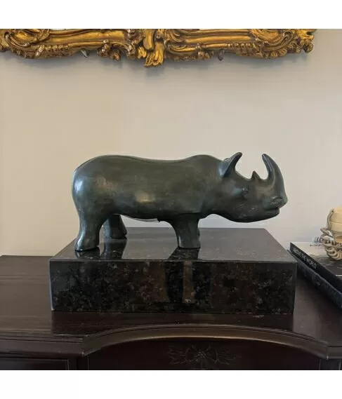 imagem de Escultura Rinoceronte de Bronze 45cm -  EBZ551