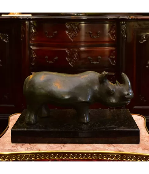 imagem de Escultura Rinoceronte de Bronze 45cm -  EBZ551