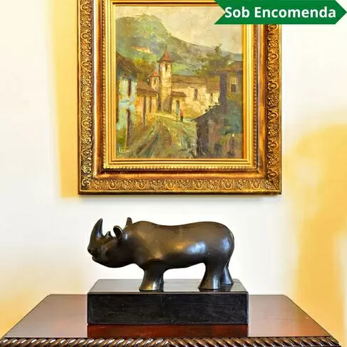 imagem de Escultura Rinoceronte em Bronze 45cm EBZ551 Força e Estilo