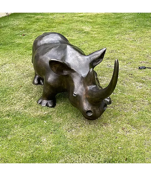 imagem de Escultura Rinoceronte em Bronze 48cm - EBZ513
