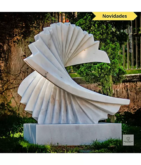 imagem de Escultura Ritmo Contínuo Mármore Branco 120cm - EMP737 Arte Moderna Decorativa