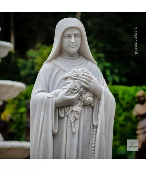 imagem de Escultura Santa Terezinha Mármore Branco 160cm - IMP355 Imagem Religiosa Clássica