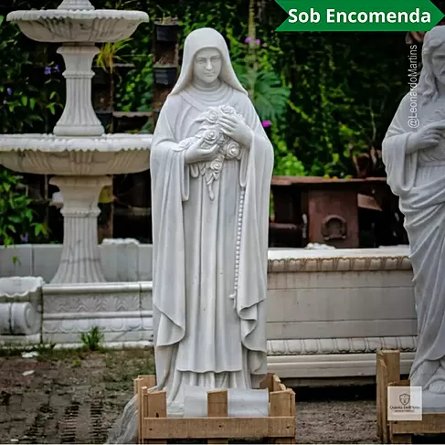 imagem de Escultura Santa Terezinha Mármore Branco 160cm - IMP355 Imagem Religiosa Clássica