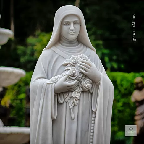 imagem de Escultura Santa Terezinha Mármore Branco 160cm - IMP355 Imagem Religiosa Clássica
