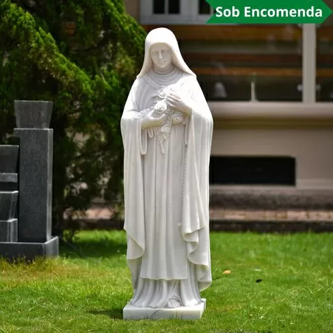 imagem de Escultura Santa Terezinha Mármore Branco 160cm - IMP355 Imagem Religiosa Clássica