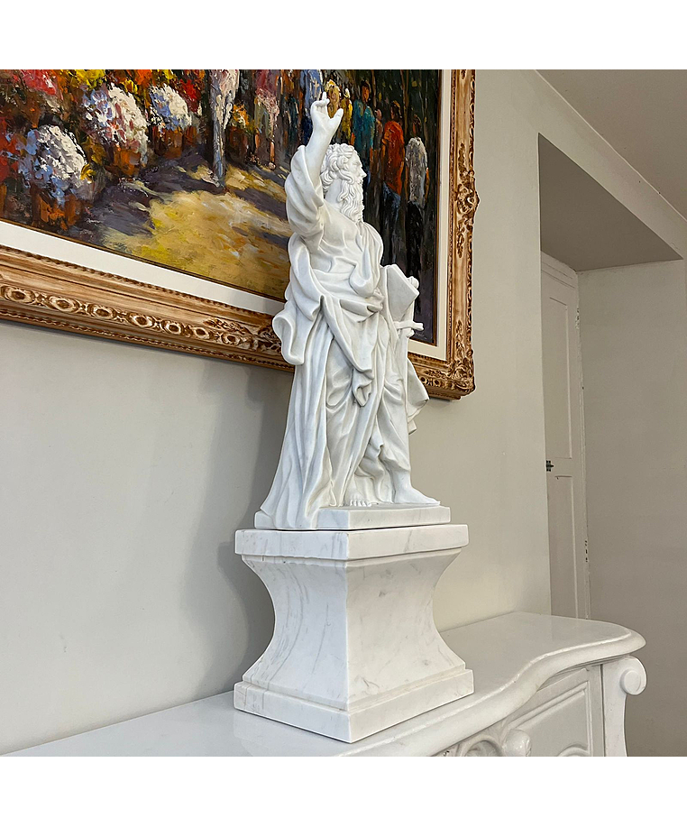 imagem do produto Escultura S�o Paulo em M�rmore Branco 61cm - IMP344