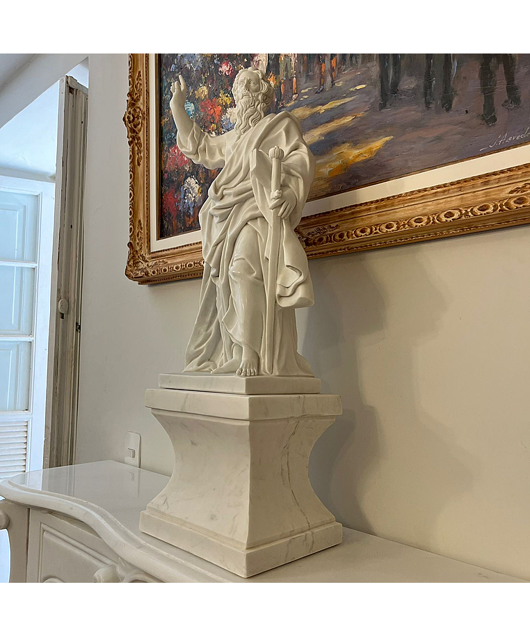 imagem do produto Escultura S�o Paulo em M�rmore Branco 61cm - IMP344