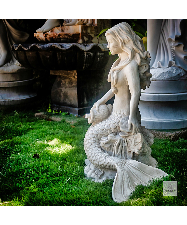 imagem do produto Escultura Sereia Para Fonte 45cm - EML049 Destaque Elegante para Fontes e Jardins